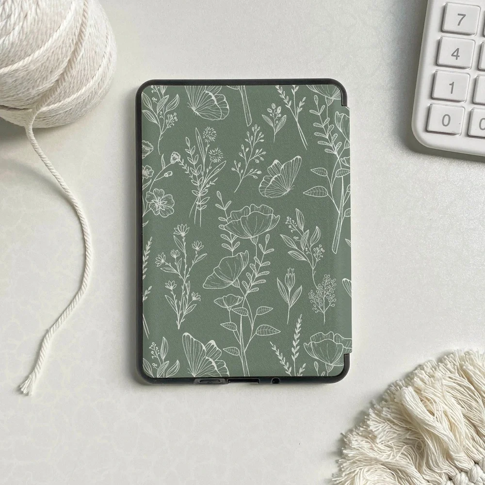 Green Floral Case for Kindle Paperwhite 11th gen 6.8-inch